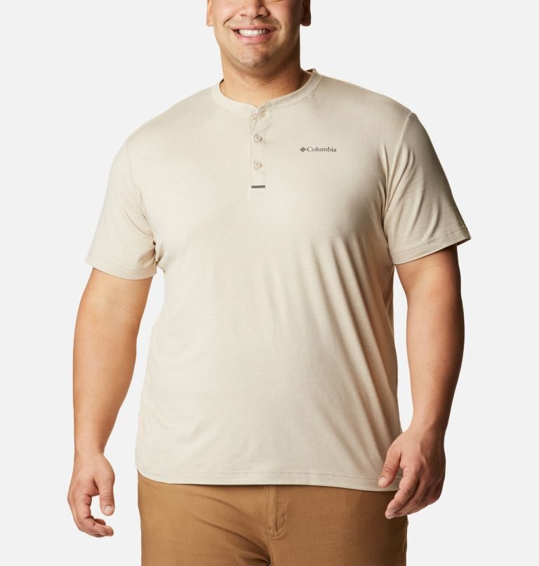 Men\'s Columbia Tech Trail Short Sleeve Henley T Shirts Beige | Plus Size CA-J1C5A